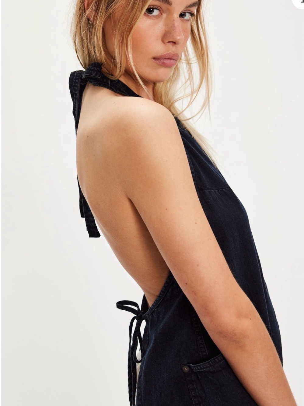 We The Free Black Halter Backless Dress